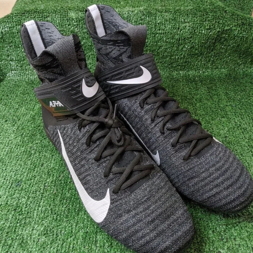 Nike Alpha Menace Elite 2 Flyknit Football Cleats CI1530-001 Black Men's‎ Sz 13